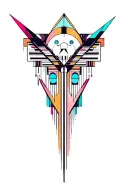 synthesizer cirquit geometric design under knee color tattoo design idea