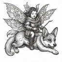 fairy riding corgi  tattoo design idea