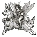 fairy riding corgi  tattoo design idea