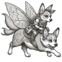 fairy riding corgi  tattoo design idea