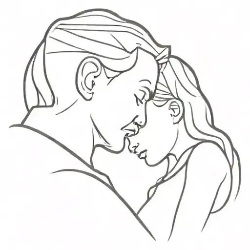 Father kissing daughter's forehead tattoo design idea