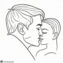 Father kissing daughter's forehead tattoo design idea