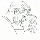 Father kissing daughter's forehead tattoo design idea