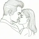 Father kissing daughter's forehead tattoo design idea