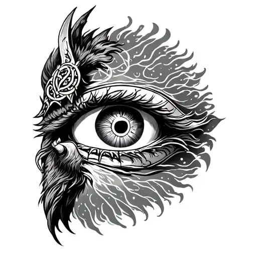 odin sacrifices his eye at mimirs well norse tattoo design idea