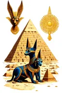 Anubis and Ra inside a pyramid tattoo design idea