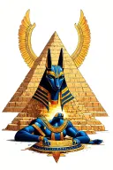 Anubis and Ra inside a pyramid tattoo design idea