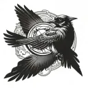 The sun surrounded by a swallow, a bluejay, a robin, a magpie and a crow  tattoo design idea
