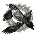 The sun surrounded by a swallow, a bluejay, a robin, a magpie and a crow  tattoo design idea