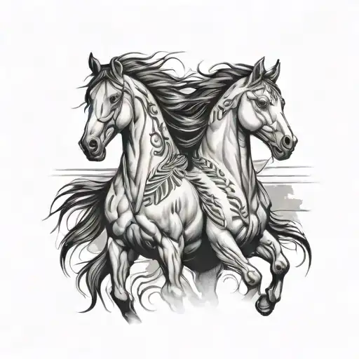 horses native American tattoo design idea