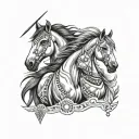 horses native American tattoo design idea