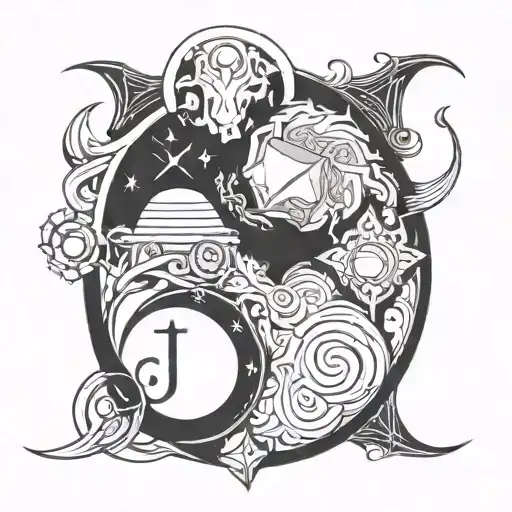 virgo gemini libra Taurus zodiac symbol integrated tattoo design idea