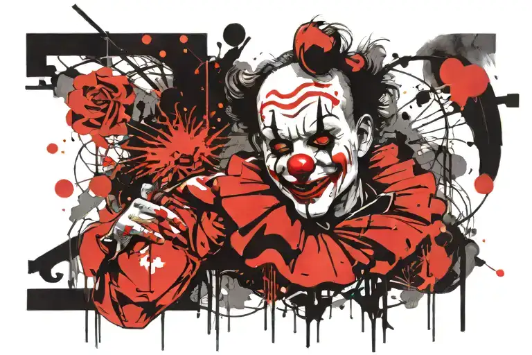 cybersigilism, small neck clown tattoo design idea