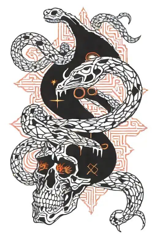 snake skeleton slithering tattoo design idea