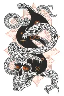 snake skeleton slithering tattoo design idea