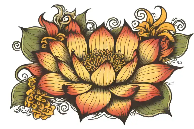 Spinal tattoo: Lotus tattoo design idea