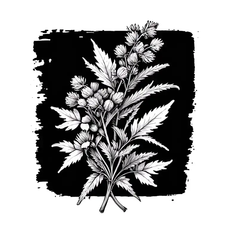 hyssop plant and mustard plant bunch tattoo design idea