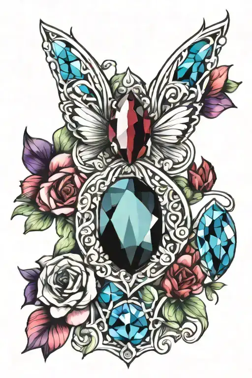 Birthstone pattern tattoo design idea
