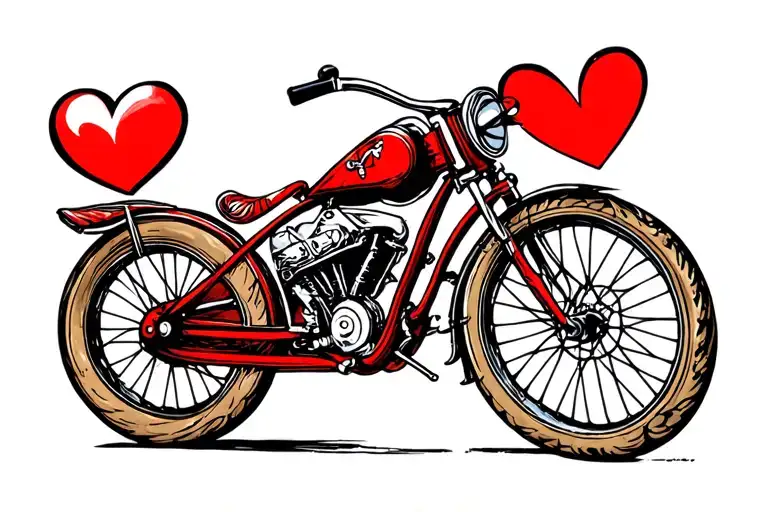 bike                                                                                                                                bike with hearts with rip tattoo design idea