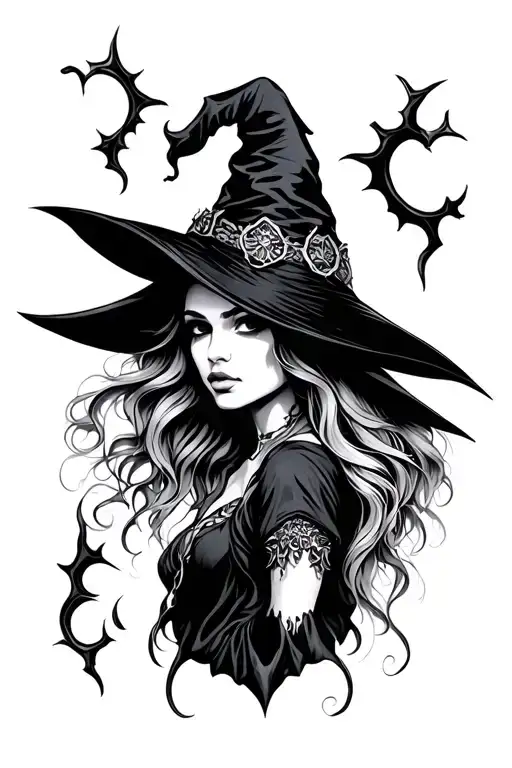 Witch tattoo design idea
