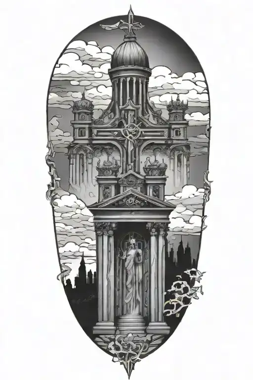 walls of salvation and gates of praise tattoo design idea