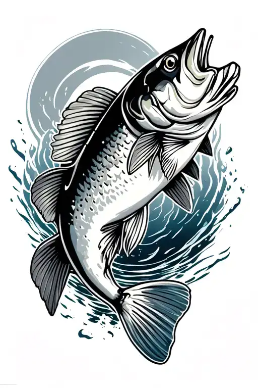 walleye jumping tattoo design idea