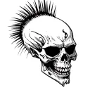 punk scull mohawk tattoo design idea