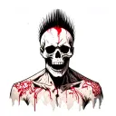 punk scull mohawk tattoo design idea