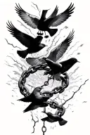 broken chain and birds flying away tattoo design idea