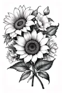 sunflower, tulip, carnation, geranium, honeysuckle, marigold, lily, daffodil, and tattoo design idea