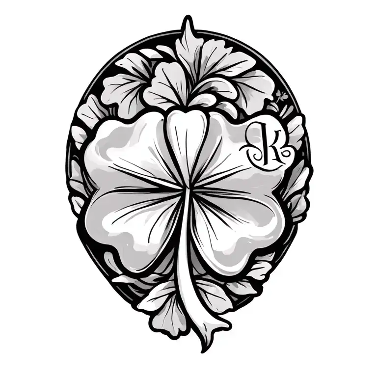 shamrock  with initials on leaves  tattoo design idea