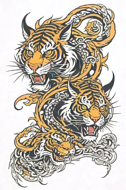 dragon and tiger tattoo design idea