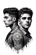 twin brothers tattoo design idea