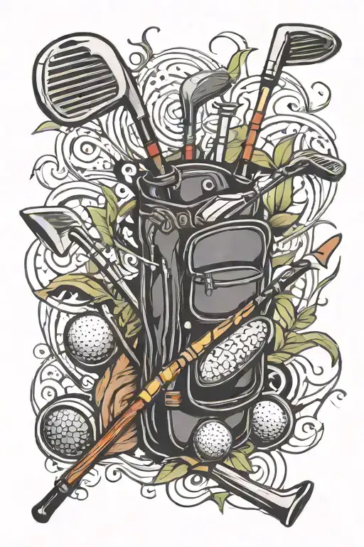 golf clubs and tools tattoo design idea