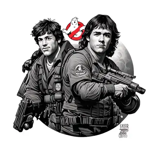 the goonies and ghostbusters tattoo design idea