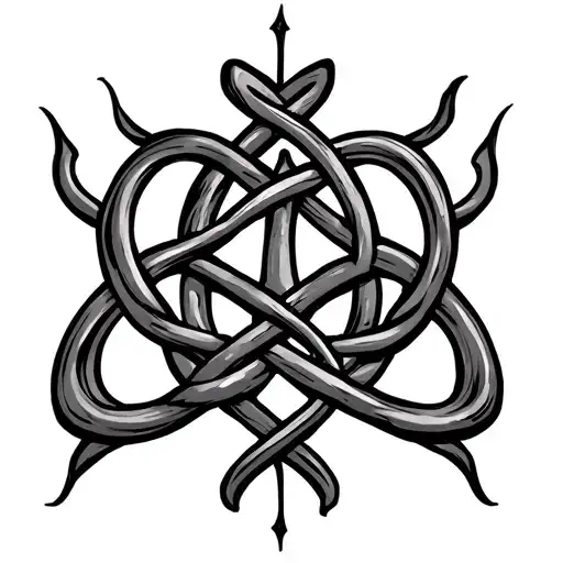 witches knot design incorporating elements tattoo design idea