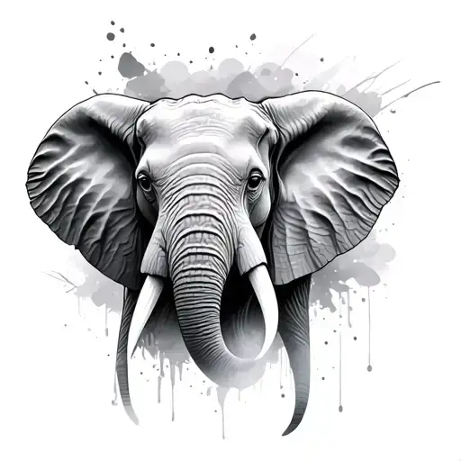 elephant face with background  tattoo design idea