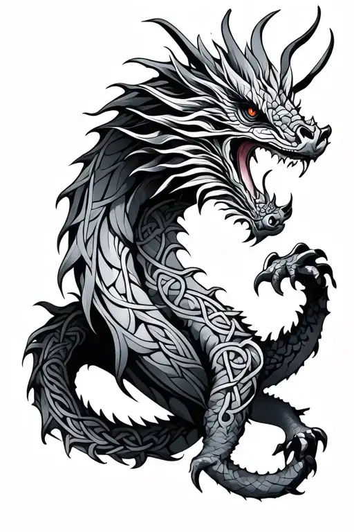Celtic dragon wrapped tattoo design idea