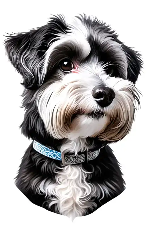 back and white cockapoo dog tattoo design idea