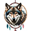 wolf head and dreamcatcher tattoo design idea