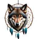 wolf head and dreamcatcher tattoo design idea