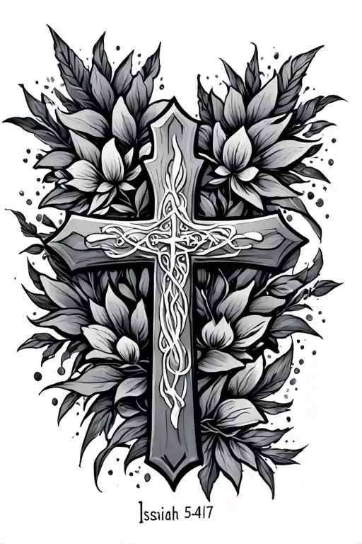 isaiah 54:17 with cross made tattoo design idea