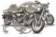 harley davidons in front of table mountain tattoo design idea