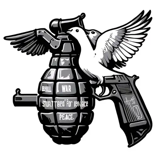 the words "Built for war + Structured for peace" combined with a grenade and dove tattoo design idea
