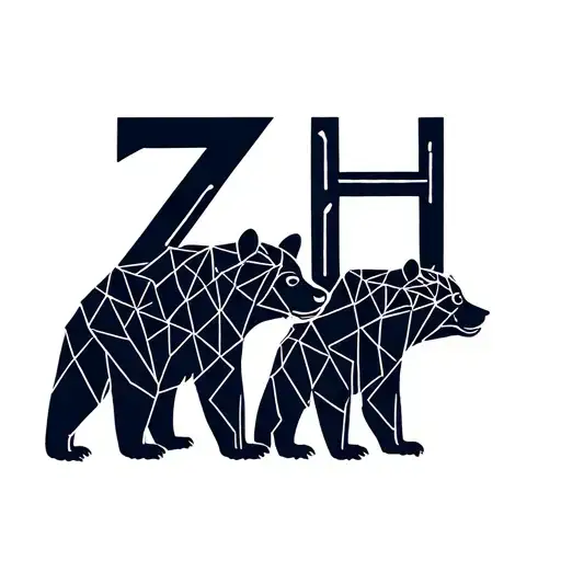 2 brother bears with the letters Z and H tattoo design idea
