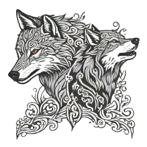 something nordic 2 wolves skoll tattoo design idea