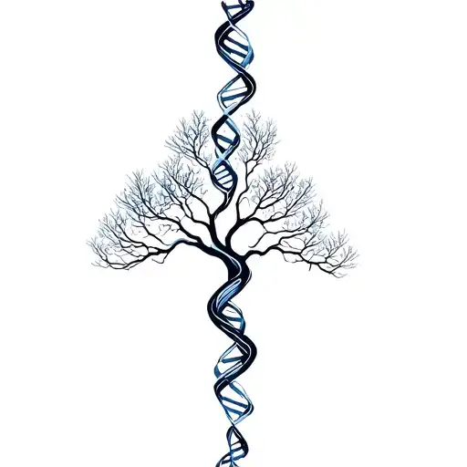 tree composed by dna-strand tattoo design idea