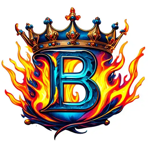 letter b with a crown on top make the whole thing look like its on fire  tattoo design idea