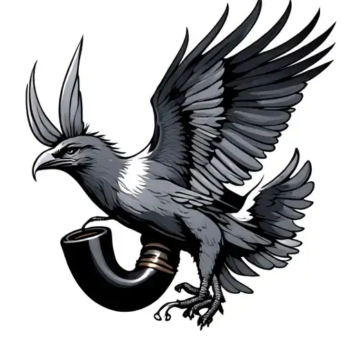 thunder bird and pipe tattoo design idea