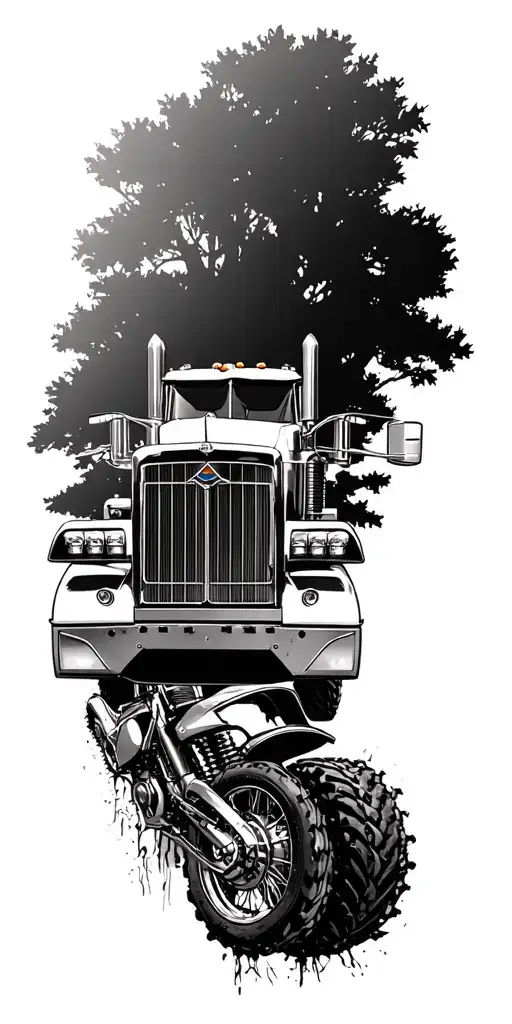 peterbilt semi truck, family tree, motocross bike tattoo design idea